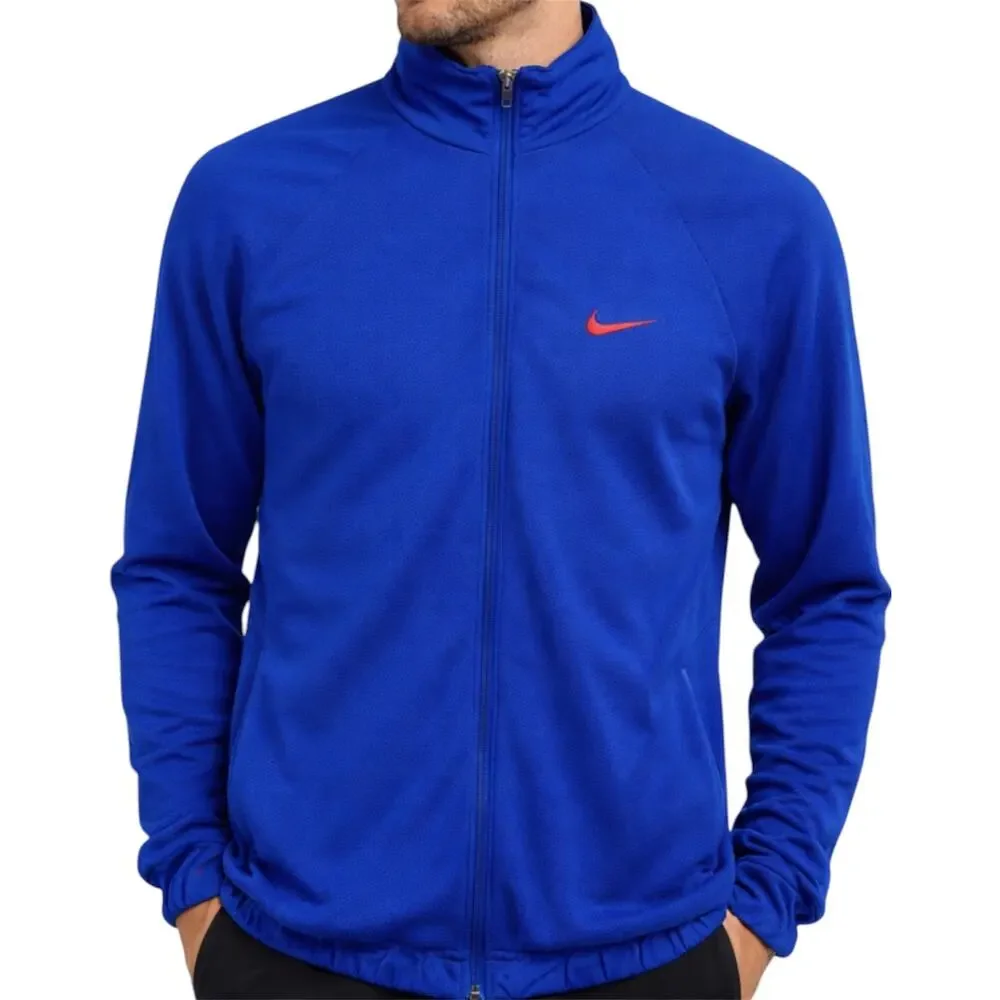Nike Reversible Windbreaker Jacket Full Zip Logo Hidden Hood Royal Blue M